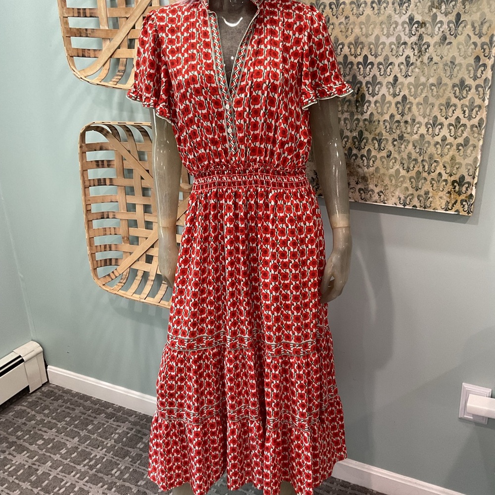 Max Studio Red and White Floral Maxi Dress - Picture 2 of 8